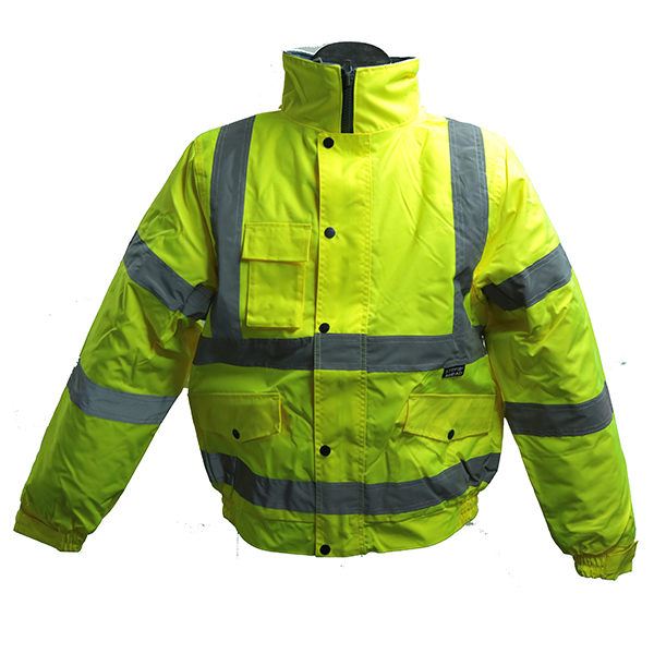 High Visibility Vis Mens Workwear Protective Padded Bomber Jacket Coat Yellow 